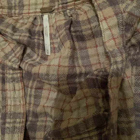 Free People Northern Bound Plaid Shirt in Beige Combo - Picture 4 of 4